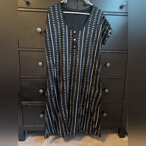 Elegant Black and White Striped Midi Dress